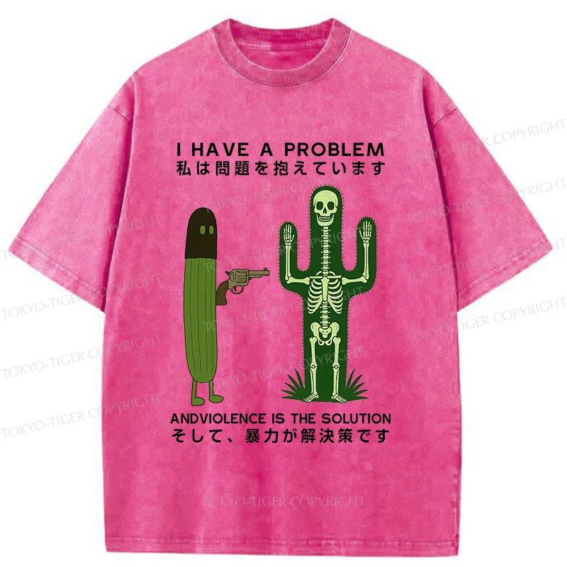 Tokyo-Tiger Cactus Attack Washed T-Shirt