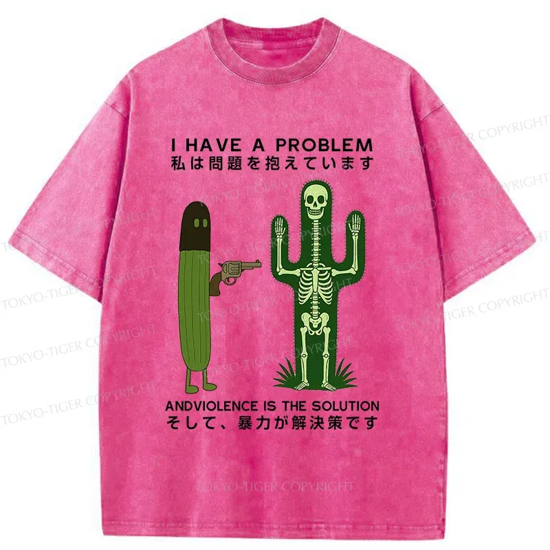 Tokyo-Tiger Cactus Attack Washed T-Shirt
