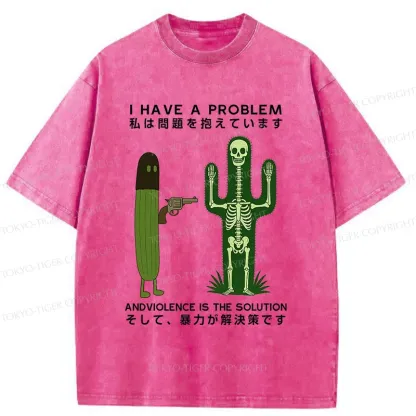 Tokyo-Tiger Cactus Attack Washed T-Shirt