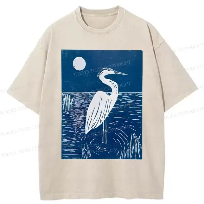 Tokyo-Tiger Woodcut Crested Lbis Washed T-Shirt