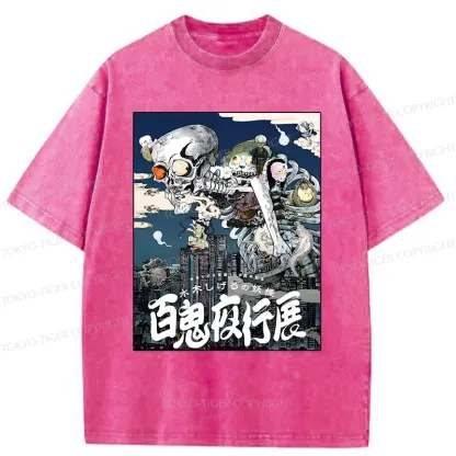 Tokyo-Tiger Japan Hundred Demons Exhibition Washed T-Shirt