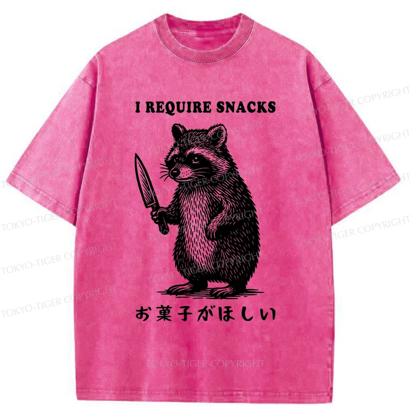 Tokyo-Tiger Raccoon Needs Candy Washed T-Shirt