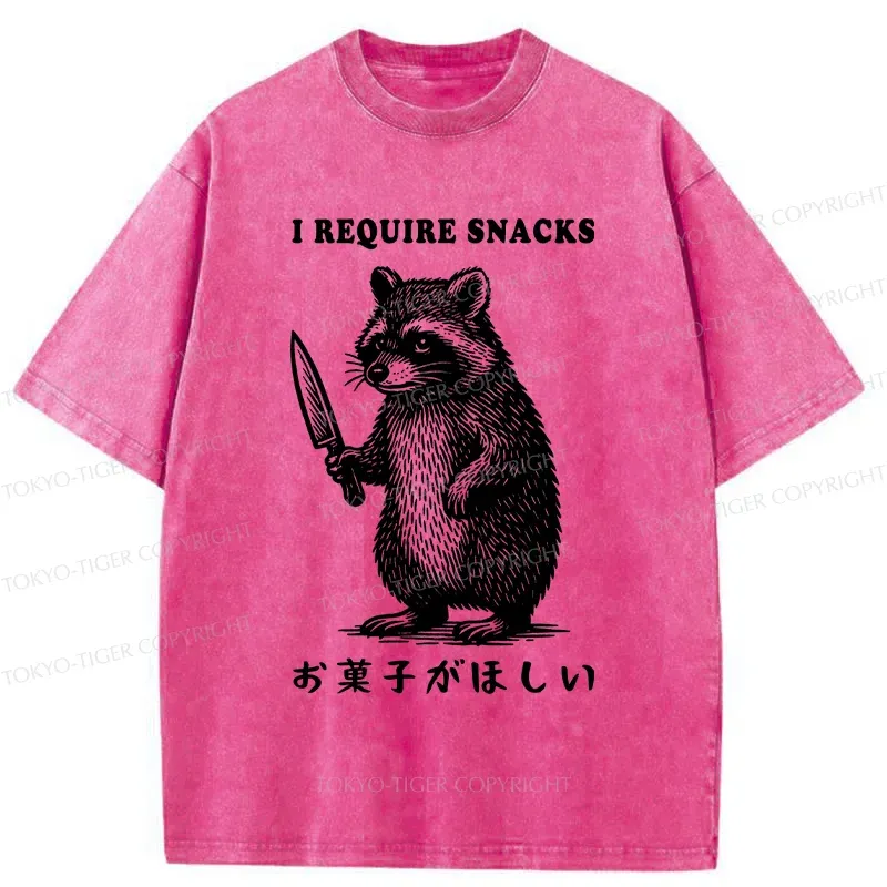 Tokyo-Tiger Raccoon Needs Candy Washed T-Shirt