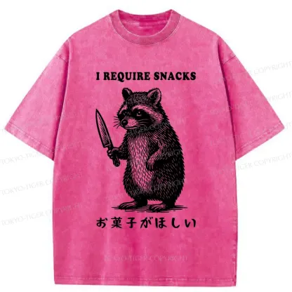 Tokyo-Tiger Raccoon Needs Candy Washed T-Shirt