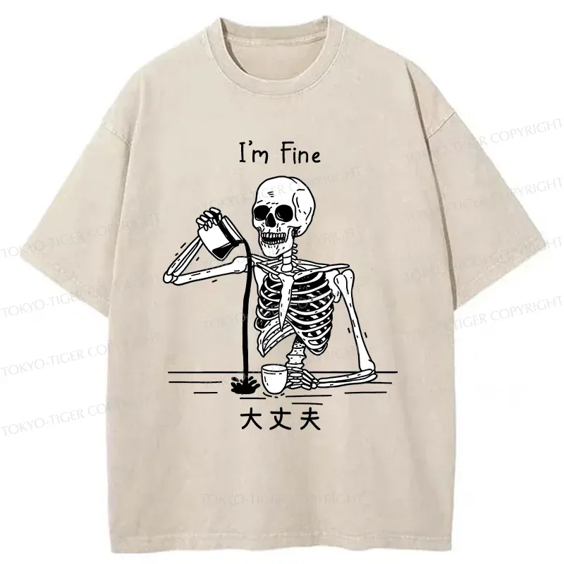 Tokyo-Tiger Restless Skeleton Washed T-Shirt