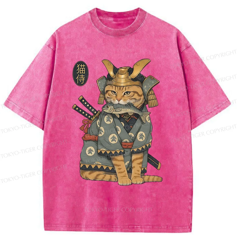 Tokyo-Tiger Cat Japanese General Washed T-Shirt