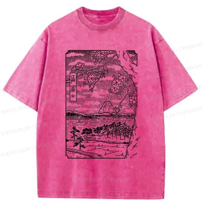Tokyo-Tiger Retro Sakura Tree Washed T-Shirt