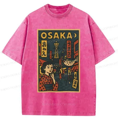 Tokyo-Tiger Osaka Street Scene Washed T-Shirt