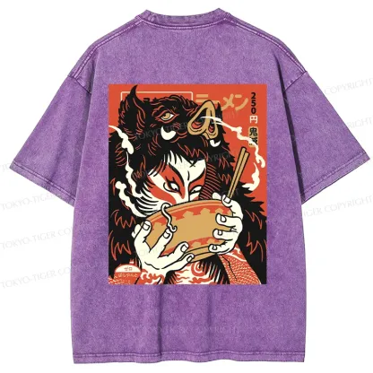 Tokyo-Tiger Savage Eating Back Washed T-Shirt