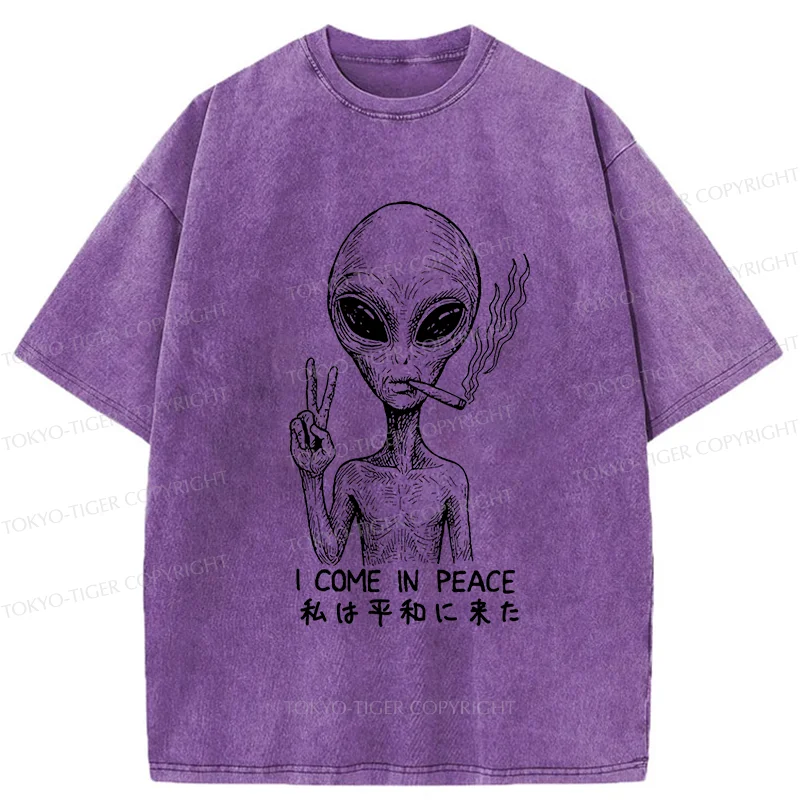 Tokyo-Tiger Aliens Come In Peace Washed T-Shirt