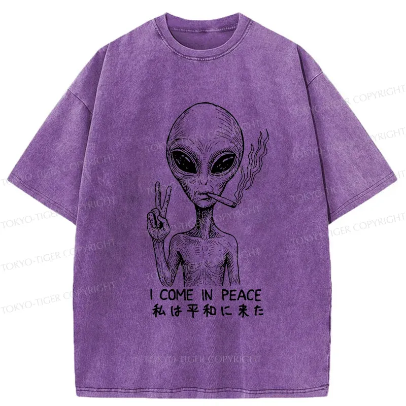 Tokyo-Tiger Aliens Come In Peace Washed T-Shirt