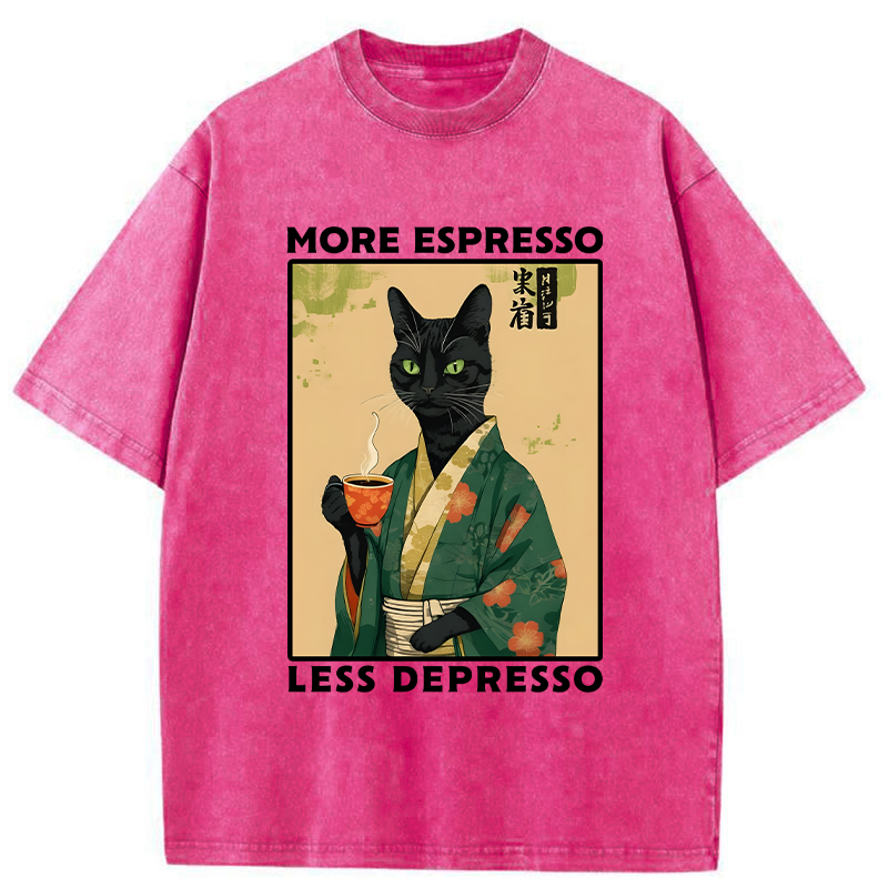 Tokyo-Tiger More Caffeine Less Sadness Washed T-Shirt