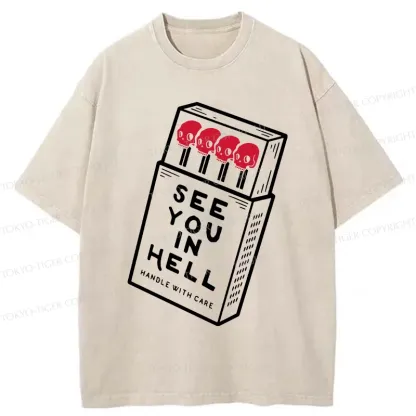 Tokyo-Tiger Skull In A Matchbox Washed T-Shirt