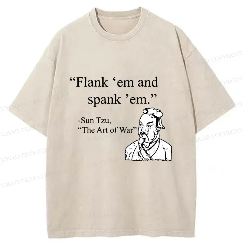 Tokyo-Tiger The Art Of War Funny Washed T-Shirt