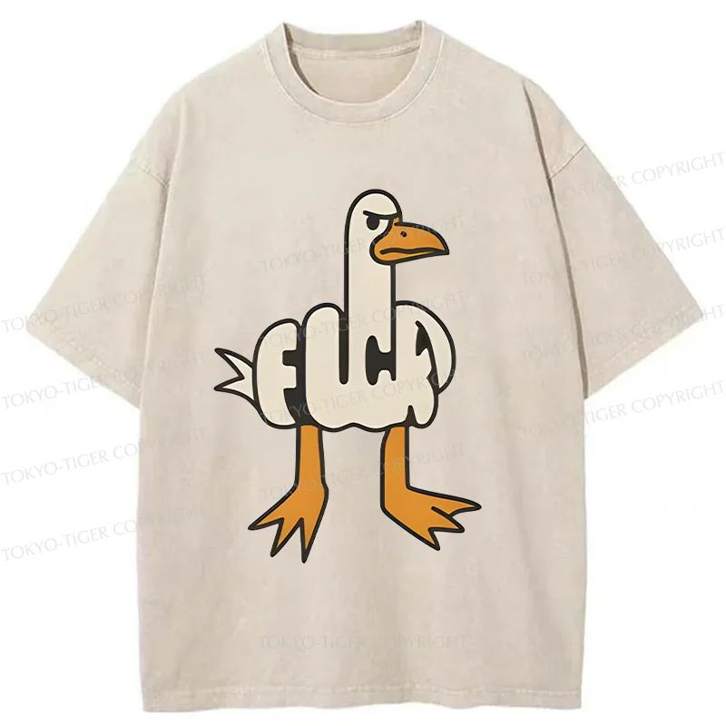 Tokyo-Tiger Angry Goose Funny Washed T-Shirt