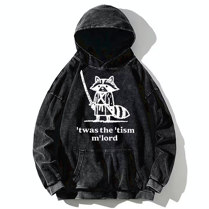 Tokyo-Tiger Focused Samurai Raccoon Washed Hoodie