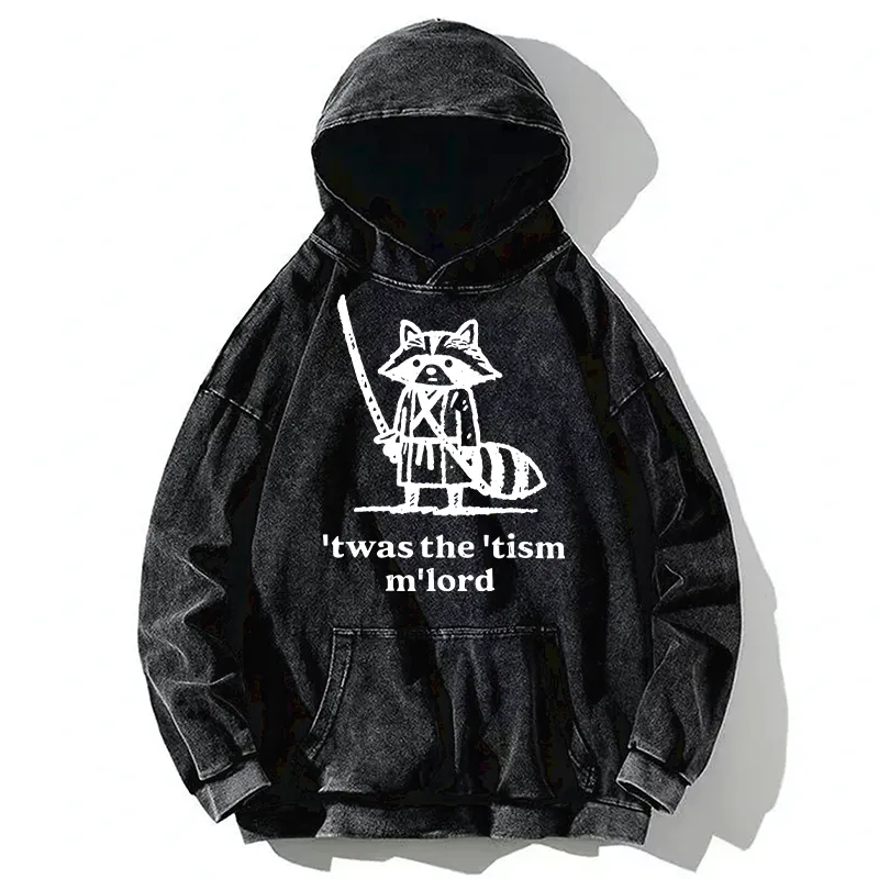 Tokyo-Tiger Focused Samurai Raccoon Washed Hoodie