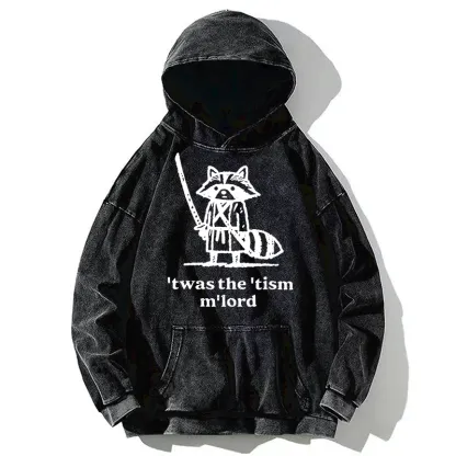 Tokyo-Tiger Focused Samurai Raccoon Washed Hoodie