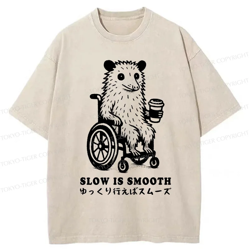 Tokyo-Tiger Possum In A Wheelchair Washed T-Shirt
