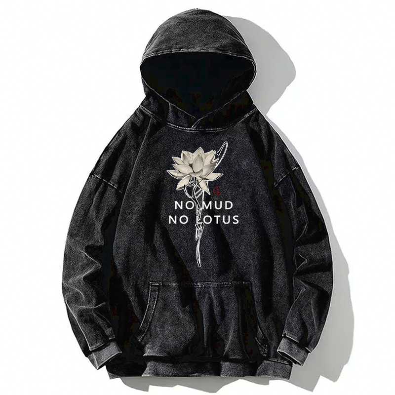 Tokyo-Tiger Japanese Zen Lotus Washed Hoodie