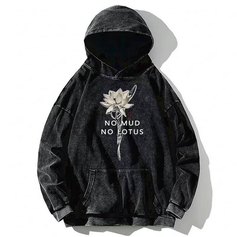 Tokyo-Tiger Japanese Zen Lotus Washed Hoodie