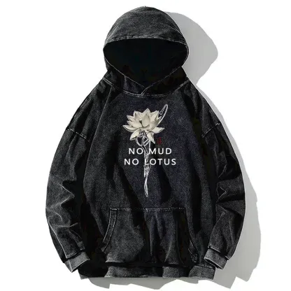 Tokyo-Tiger Japanese Zen Lotus Washed Hoodie