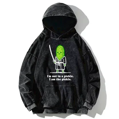 Tokyo-Tiger Funny Cucumber Samurai Washed Hoodie