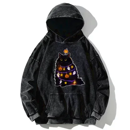 Tokyo-Tiger Halloween Cat Washed Hoodie