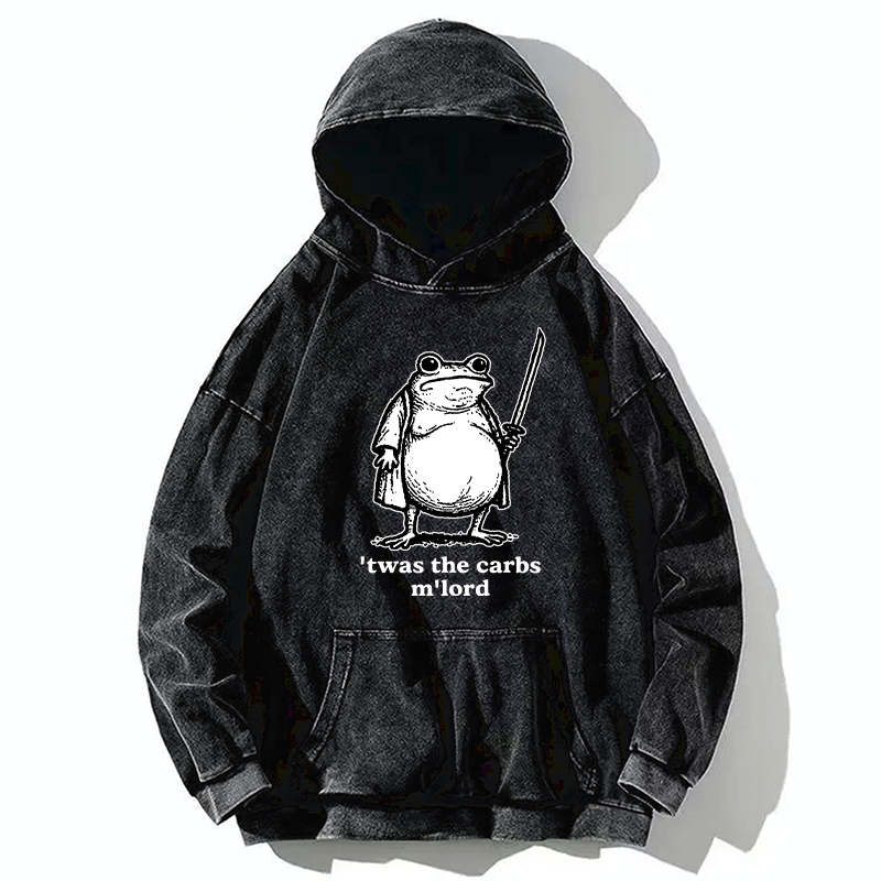 Tokyo-Tiger Funny Fat Samurai Frog Washed Hoodie
