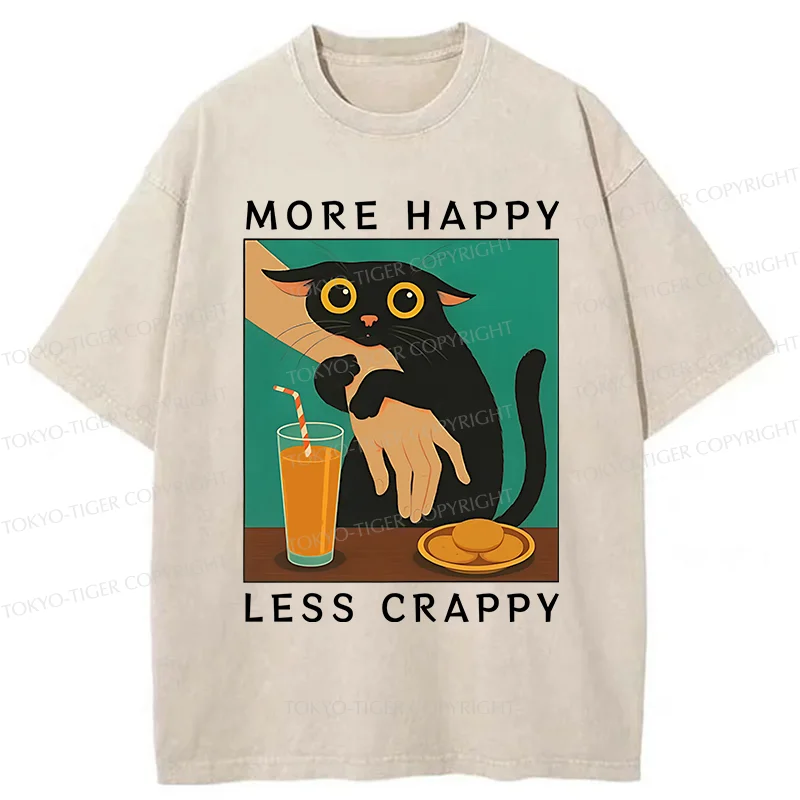 Tokyo-Tiger Cat Hugging Person Washed T-Shirt