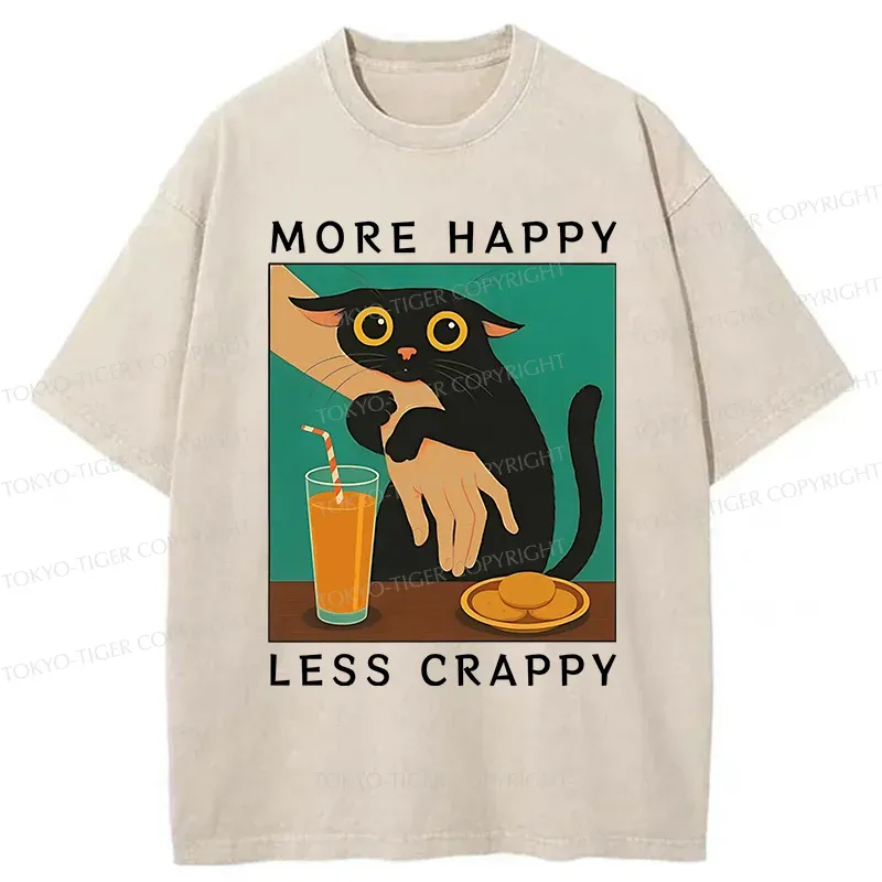 Tokyo-Tiger Cat Hugging Person Washed T-Shirt