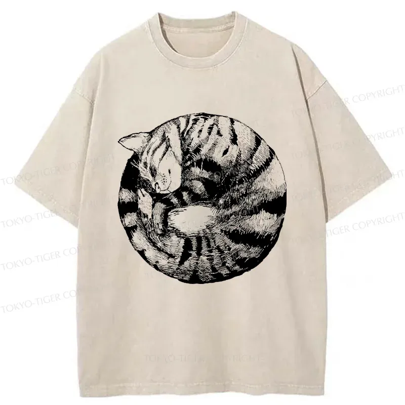 Tokyo-Tiger A Plate Of Cat Washed T-Shirt