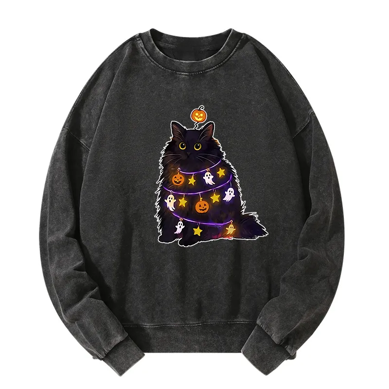 Tokyo-Tiger Halloween Cat Washed Sweatshirt