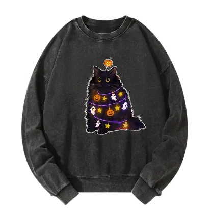 Tokyo-Tiger Halloween Cat Washed Sweatshirt