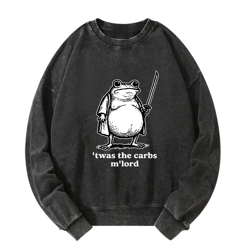 Tokyo-Tiger Funny Fat Samurai Frog Washed Sweatshirt