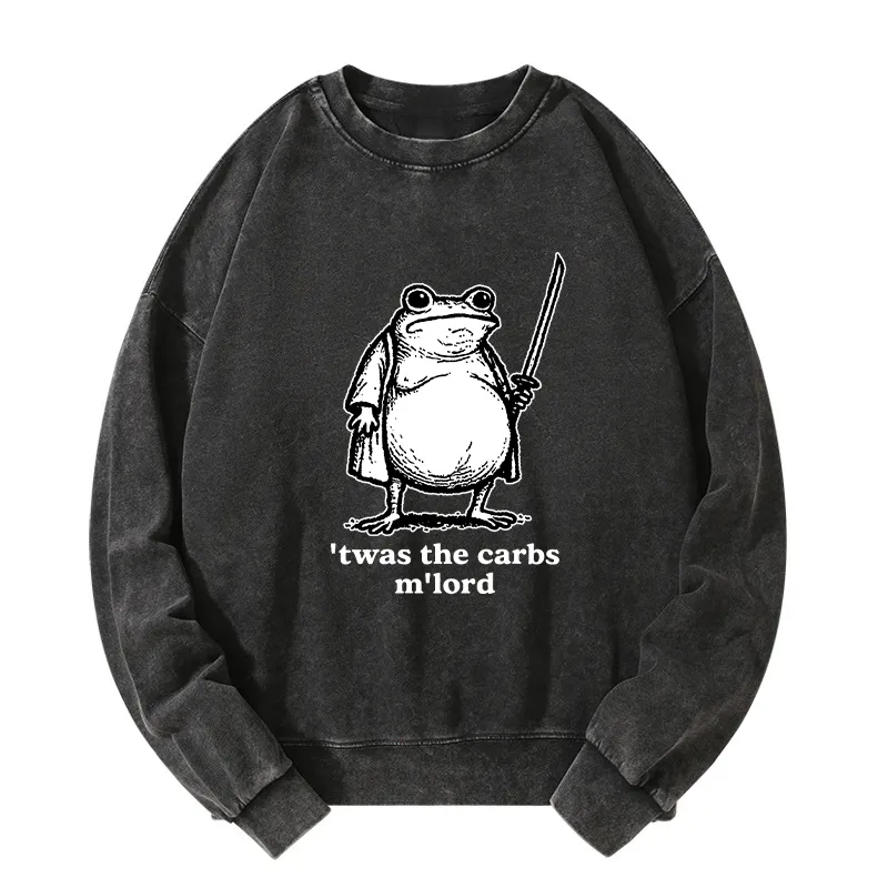 Tokyo-Tiger Funny Fat Samurai Frog Washed Sweatshirt