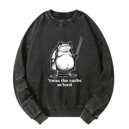 Tokyo-Tiger Funny Fat Samurai Frog Washed Sweatshirt