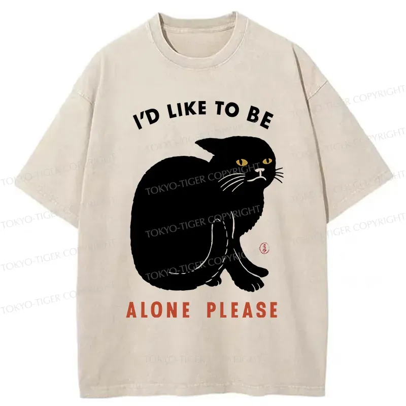 Tokyo-Tiger Cat Alone Japan Washed T-Shirt