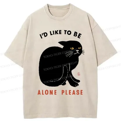 Tokyo-Tiger Cat Alone Japan Washed T-Shirt