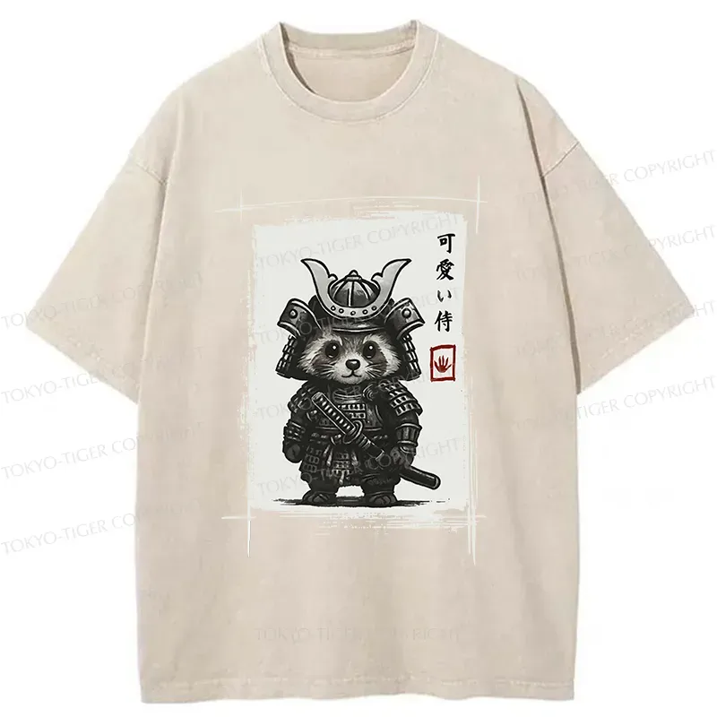 Tokyo-Tiger Samurai Baby Raccoon Washed T-Shirt