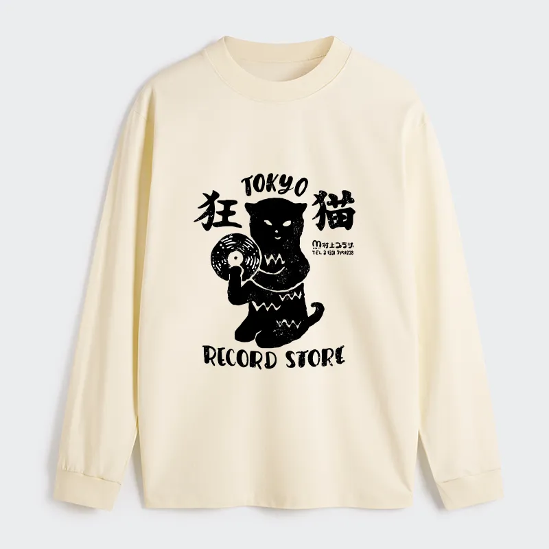 Tokyo-Tiger Tokyo Record Store Cat CD Classic Long Sleeve T-Shirt