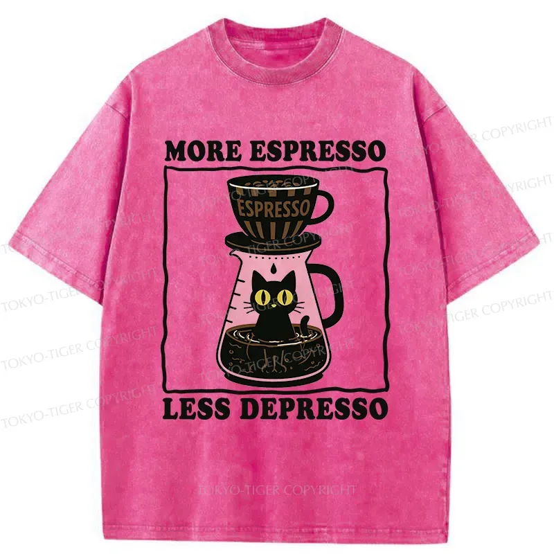 Tokyo-Tiger Cats And Coffee Washed T-Shirt