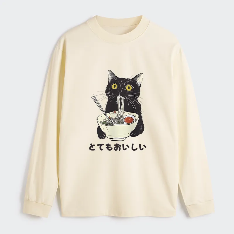 Tokyo-Tiger Cats Eat Ramen Noodles Classic Long Sleeve T-Shirt