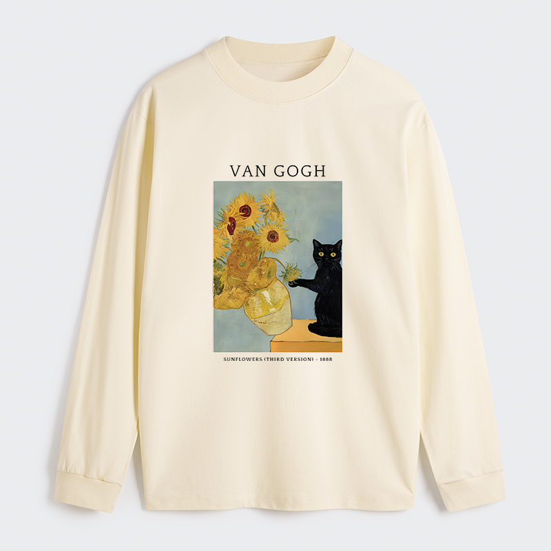 Tokyo-Tiger Black Cat With Sunflowers Classic Long Sleeve T-Shirt