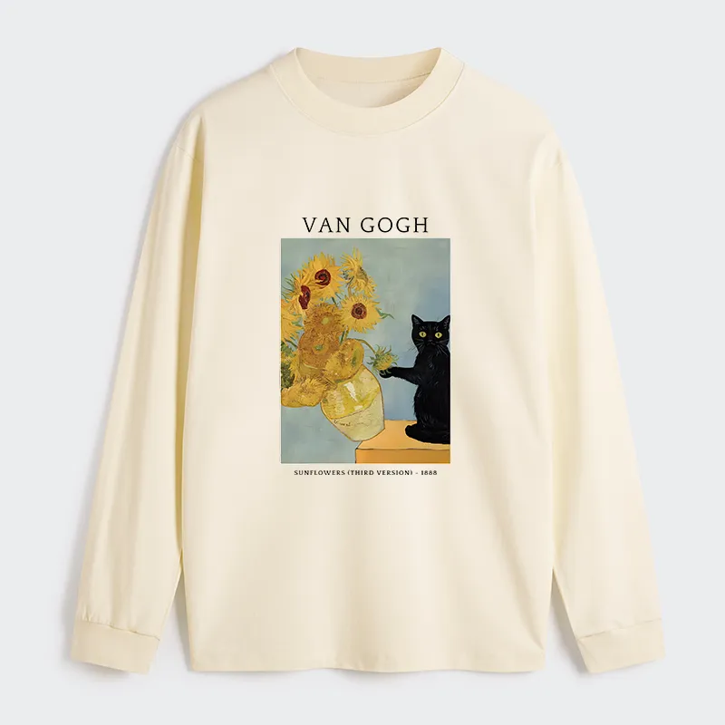 Tokyo-Tiger Black Cat With Sunflowers Classic Long Sleeve T-Shirt