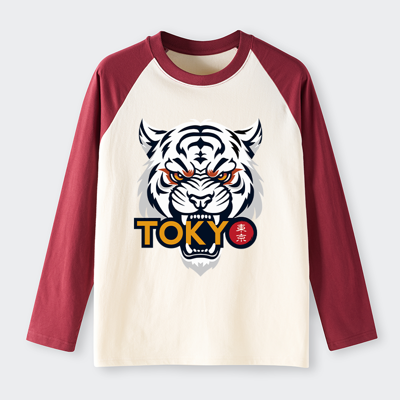 Tokyo-Tiger Logo Raglan long sleeve T-shirt