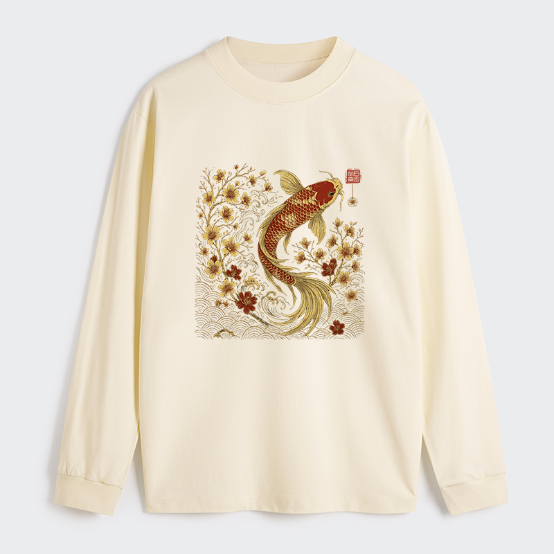 Tokyo-Tiger Vintage Sakura And Koi Classic Long Sleeve T-Shirt