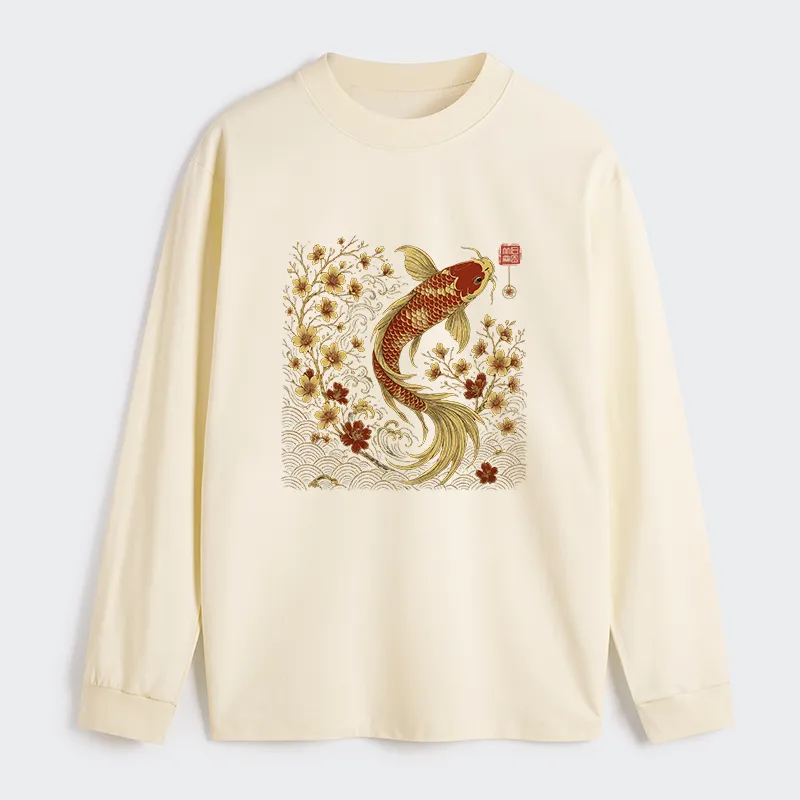 Tokyo-Tiger Vintage Sakura And Koi Classic Long Sleeve T-Shirt