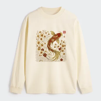 Tokyo-Tiger Vintage Sakura And Koi Classic Long Sleeve T-Shirt