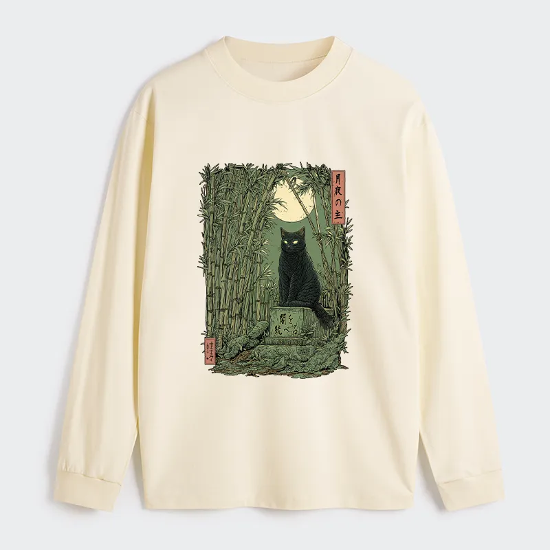 Tokyo-Tiger Black Cat In The Bamboo Forest Classic Long Sleeve T-Shirt